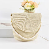 Half-Moon Woven Straw Crossbody Bag – Summer Beach Rattan Tote for Women