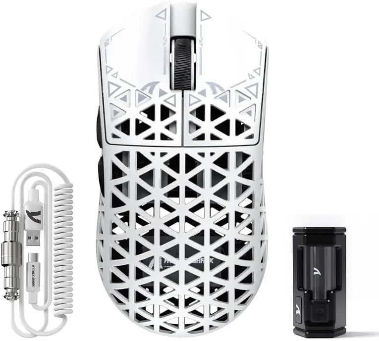 MambaSnake X Attack Shark R5 Ultra Wireless Gaming Mouse – 39g Superlight Carbon Fiber with Hollowed-Out Design
