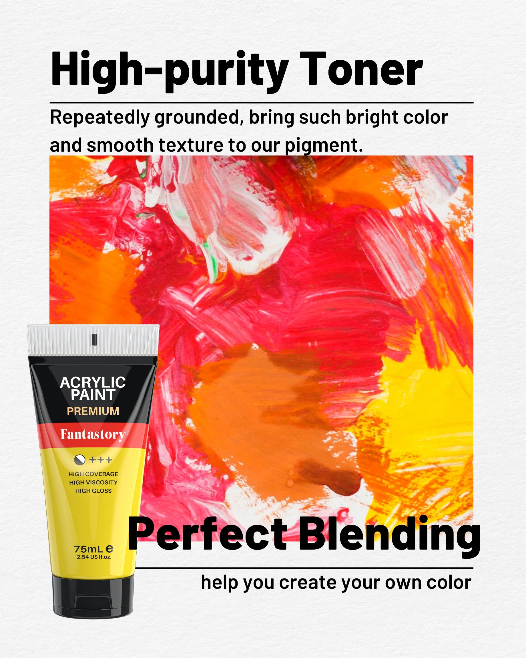 Premium Acrylic Paint Set 20oz (8 Tubes) – Thick Pigment Craft Paints for Professional Artists