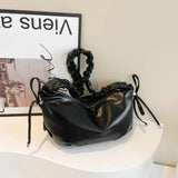 Women’s PU Leather Dumpling Shoulder Bag – Bow Accent Clutch with Inner Pocket & Zipper Closure for Work & Travel