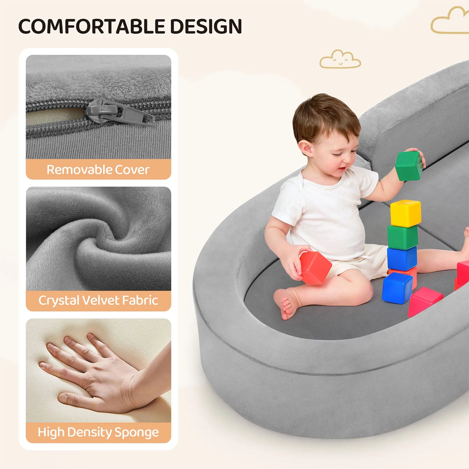 Portable Toddler Sofa Bed 🛏️ – 2-in-1 Foldable Baby Sofa & Play Bed – Comfort & Safety for Kids