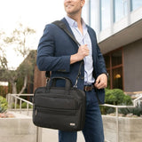 Executive Laptop Briefcase – Unbreakable Zipper, USB Charging Port & Padded Compartments with Trolley Strap