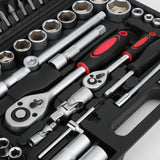 Wrench, Socket & Screwdriver Tool Set – Mechanics Kit (½ in & ¼ in) with Case