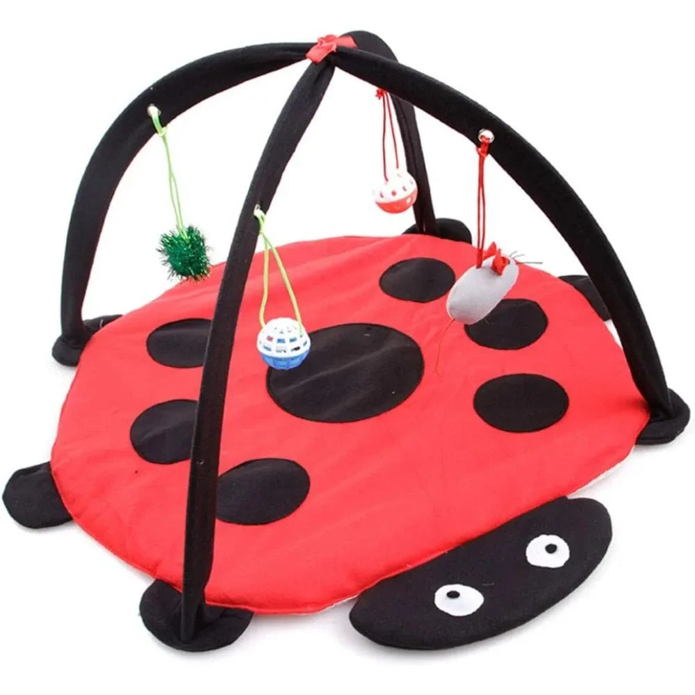 Cat Tent Activity Center – Indoor Cat Bed Tent with Hanging Toys & Balls, Play Mat for Kittens & Cats to Exercise & Relax