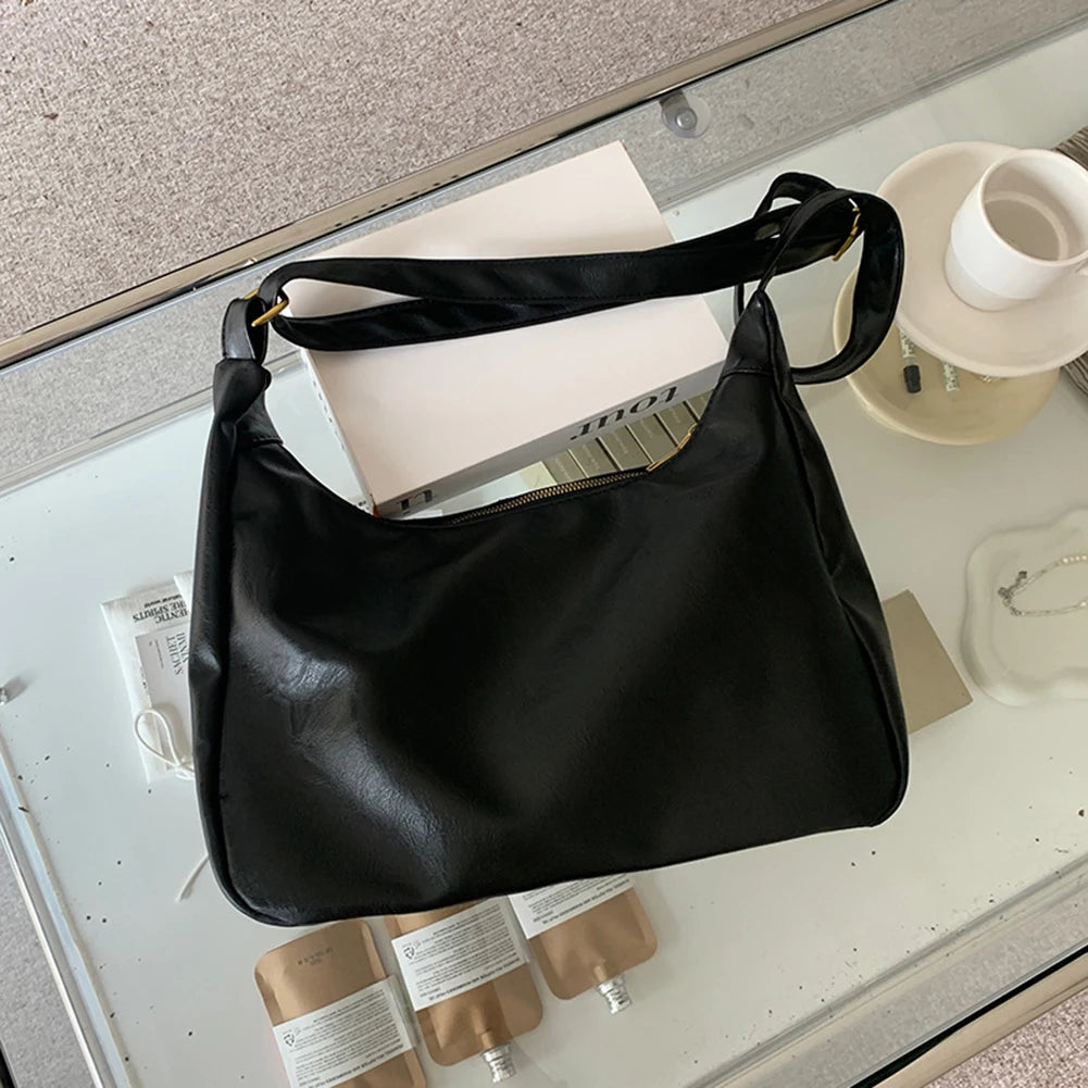 Women’s PU Leather Tote Shoulder Bag – Internal Pocket Messenger & Hobo Hybrid for Work & Travel