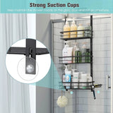 Over-Door Adjustable Rustproof Shower Caddy – Black Wall/door Mounted Organizer with Shelves & Hooks