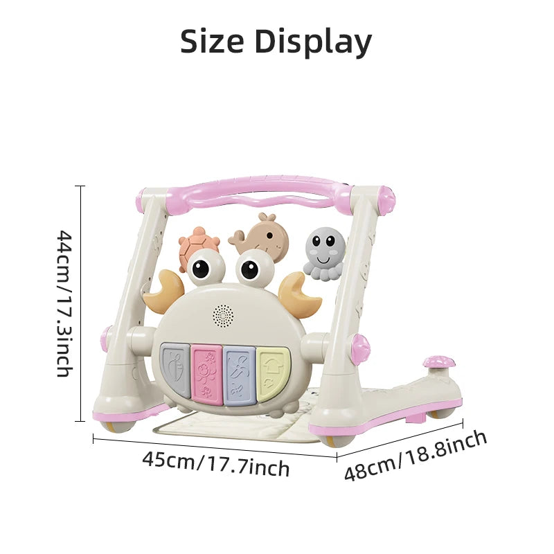 4-in-1 Baby Car Fitness Rack – Toddler Walker with Piano, Push Trolley, Activity Table & Multi-Function Toy for 0–18 Months