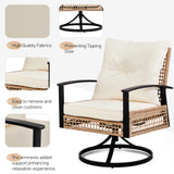 “3-Piece Outdoor Garden Swivel Rocker Patio Chair & Table Set – 360° Rotating Chairs with Side Table (Yellow)”