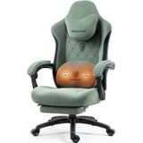 Dowinx Gaming Chair – Heated Massage Lumbar Support, Breathable Fabric Office Chair with Pocket Spring Cushion & Retractable Footrest