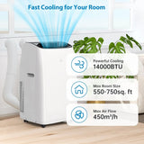 14 000 BTU Smart Inverter Portable Air Conditioner & Heater – Year-Round Comfort for Rooms up to ~750 sq ft