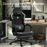 Dowinx Fabric Gaming Chair – Breathable Computer Chair with Pocket Spring Cushion, Massage Lumbar Pillow & Retractable Footrest
