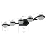 Modern Minimalist Bathroom Vanity Light – 5-Bulb LED Wall-Mounted Fixture with Frosted Glass Shades (Black Finish)