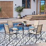 “7-Piece All-Weather Rattan Patio Dining Set – 60” Wood-Top Table with Umbrella Hole & 6 Cushioned Chairs for Outdoor Garden & Backyard”