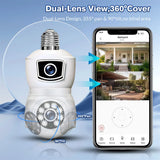 E9 Smart Bulb Dual-Lens 1080p WiFi Camera – Wireless Indoor Security Light with 4 LED Night Vision & Dome Socket Design