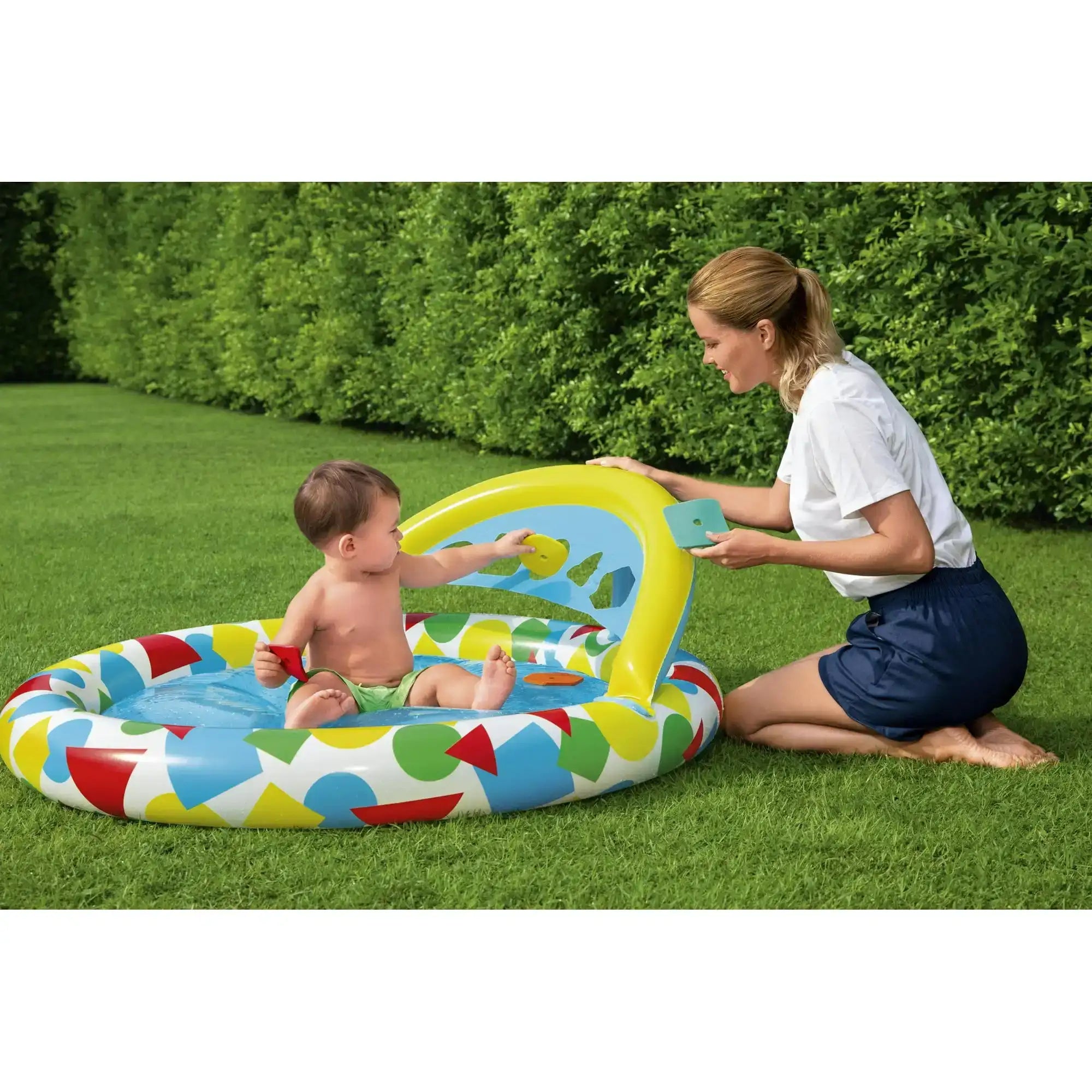 Inflatable Kids Pool 47″×46″×18″ – Splash & Learn Children’s Backyard Water Fun