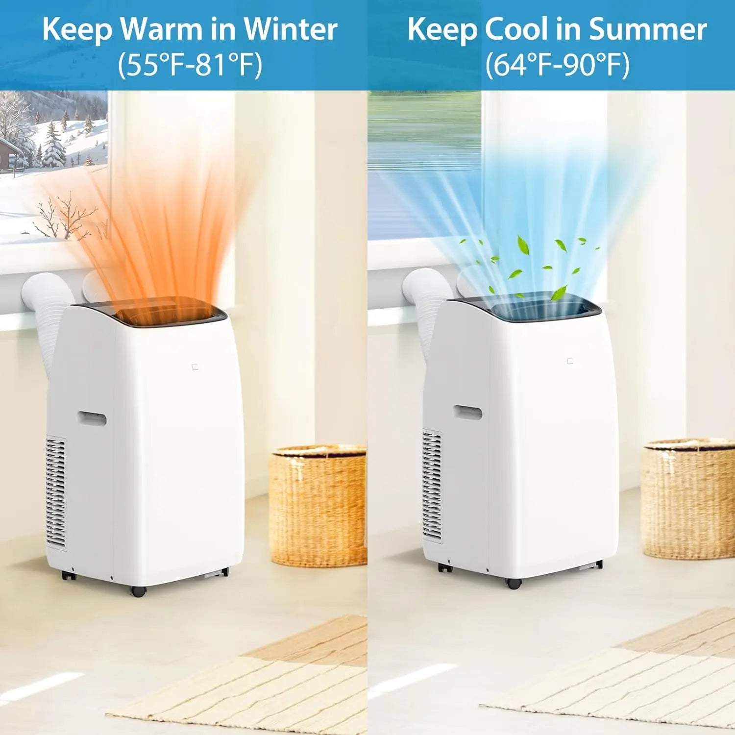 14 000 BTU Smart Inverter Portable Air Conditioner & Heater – Year-Round Comfort for Rooms up to ~750 sq ft
