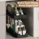 2-Tier Sliding Under-Sink Organizer with Hooks & Hanging Cup – Cabinet Storage Rack for Bathroom & Kitchen