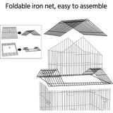 55″ Rolling Triple-Roof Parrot Cage – Sturdy Medium Size with Detachable Stand