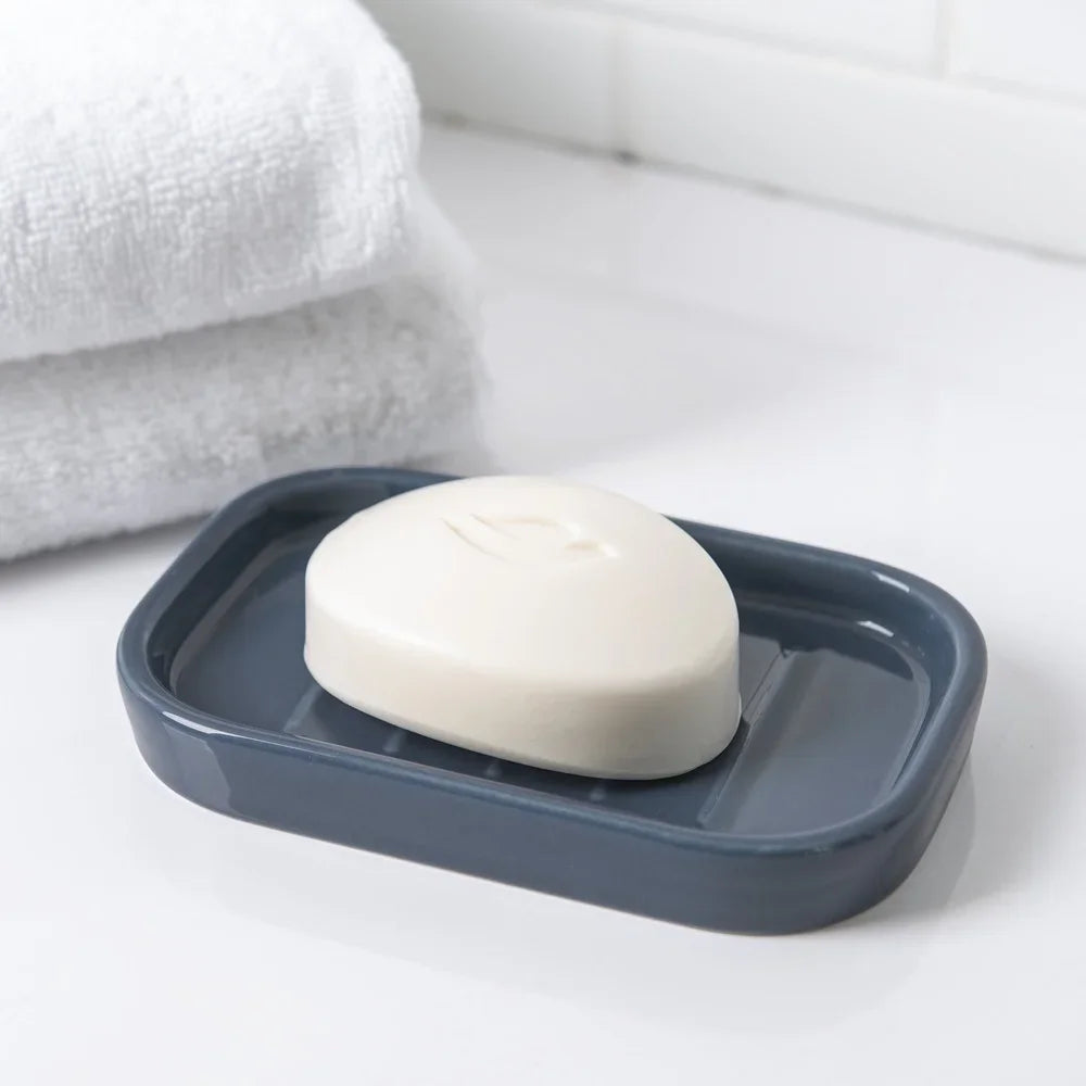 3-Pack Durable Ceramic Soap Dish Trio – Multi-Use Home & Bathroom Storage Organizer