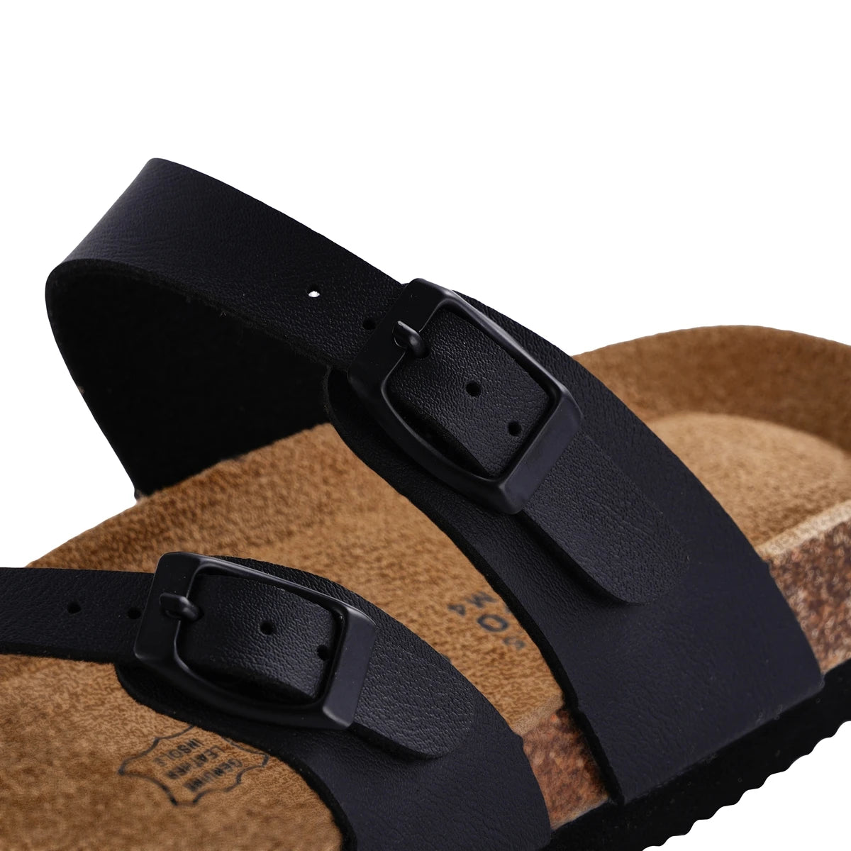 Women’s Summer Cork Sandals 👡 – Classic Leather Buckle Slides, Casual Open-Toe Slippers for Everyday Comfort