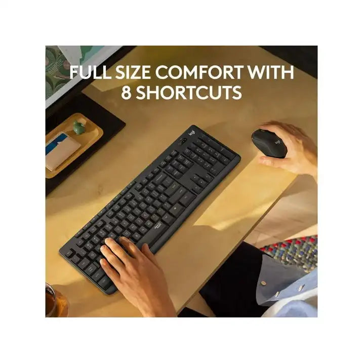 Logitech MK295 Wireless Keyboard and Mouse Combo – SilentTouch Technology, Compact & Reliable 2.4GHz Connection