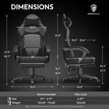 Ergonomic Gaming Chair with Pocket Spring Cushion – High-Back Gaming & Office Chair with Massage Lumbar Pillow, Adjustable Footrest & Headrest