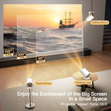 Smart Projector with WiFi & Bluetooth – 720P HD, 4K Support, Auto Keystone, 180° Rotation & Remote 🎥📡