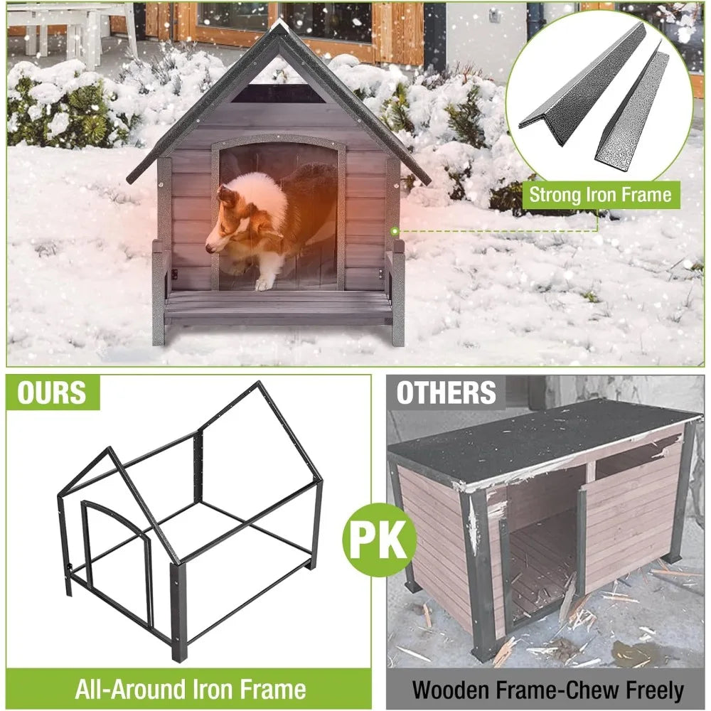 Outdoor Dog House – 100% Insulated Winter Kennel with Waterproof Liner for All Breeds
