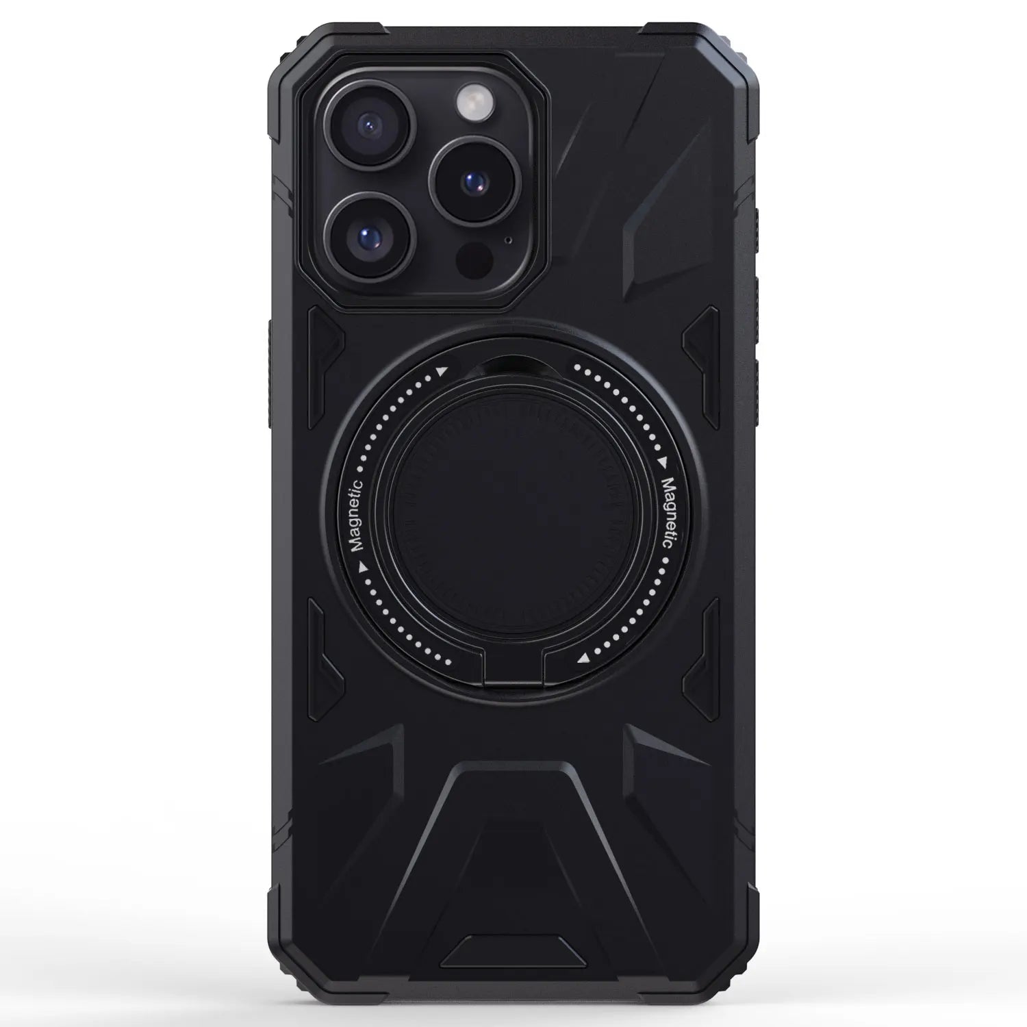 Heavy Duty Rugged Hybrid Case for iPhone 15/15 Plus/15 Pro/15 Pro Max – Magnetic Shockproof Cover with Ring Kickstand