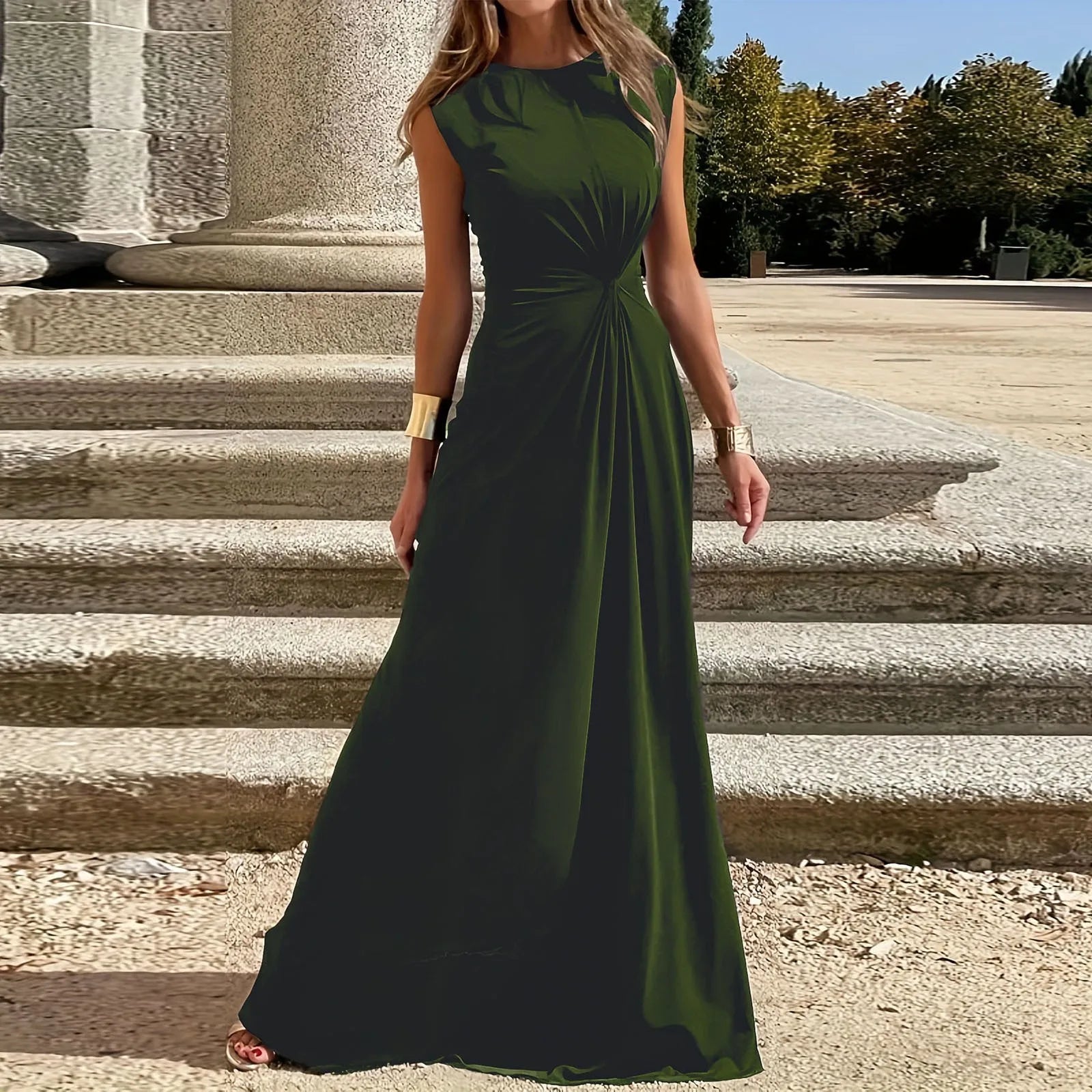 Women’s Maternity Surplice Maxi Dress – Solid Cotton Pregnancy Outfit with Asymmetrical Waist, Formal Wear for Moms