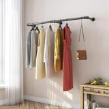 180cm Industrial Pipe Clothes Rail – Wall-Mounted Clothes Hanging Rack, Heavy-Duty Detachable Garment Organizer for Home & Retail