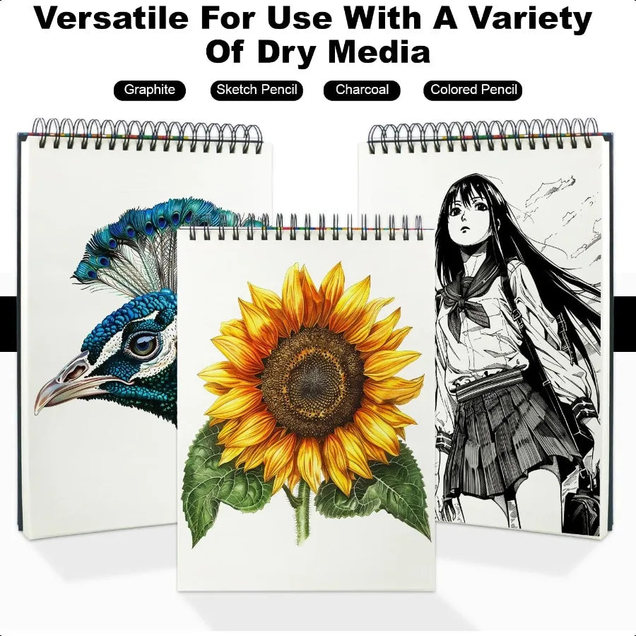 9×12″ Spiral Sketchbook Drawing Pad – 100 Sheets 100 gsm (68 lb) Art Paper Notebook