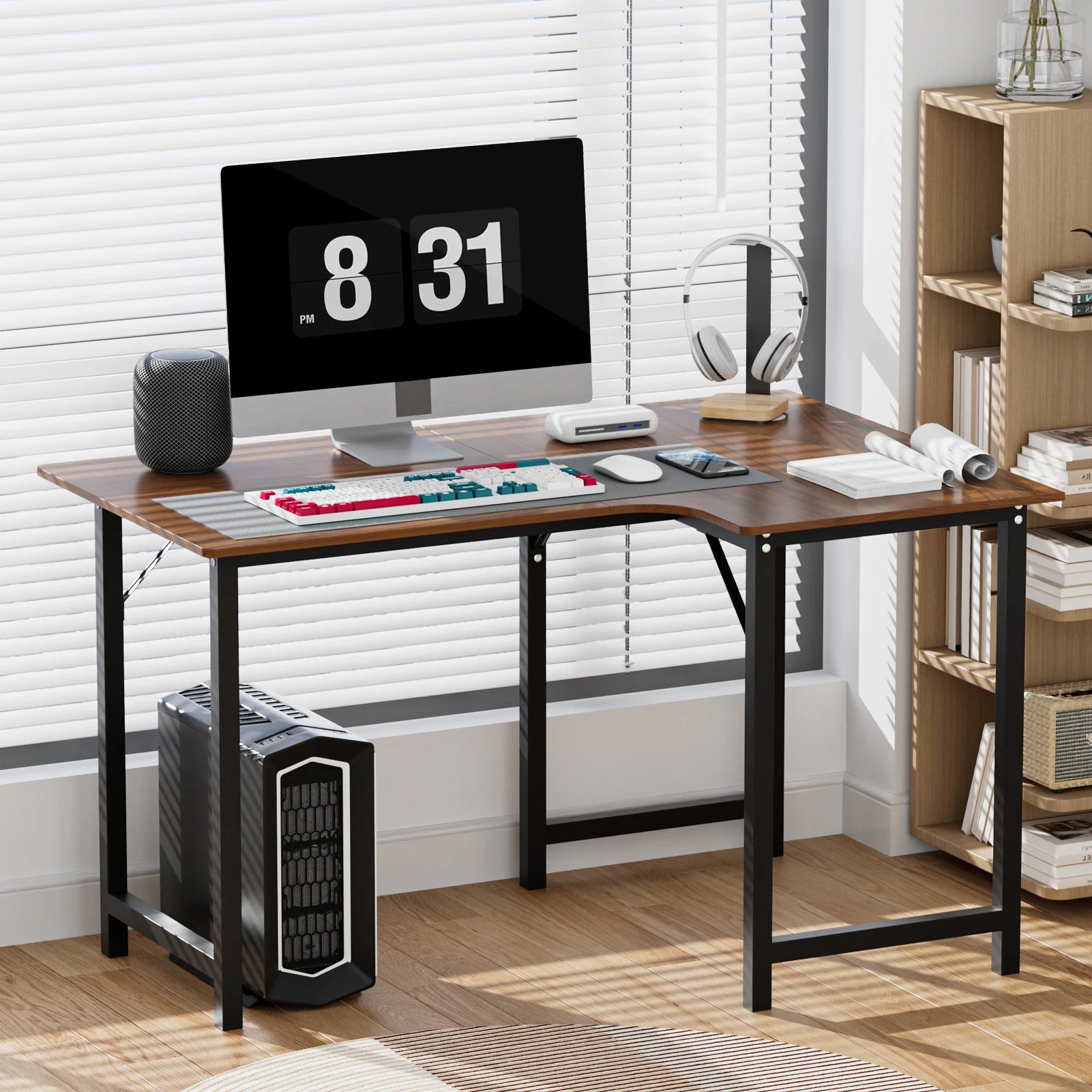 Modern L-Shaped Computer Desk – Compact Corner Writing, Study & Gaming Table for Home Office with Easy Assembly
