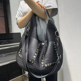 Mesh Splicing Star-Pattern Shoulder Bag – Large-Capacity Y2K Street Tote for Women