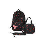 3-Piece School Bag Set – BackPack + Lunch Bag + Pencil Case (Cherry Printed)