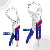 WORKPRO 2PCS Locking Pliers Set – CR-V Steel 7" Curved Jaw & 6.5" Long Nose Locking Pliers with Quick-Release Mechanism