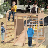 7-in-1 Indoor Jungle Gym Playset – Wooden Climber, Slide, Swing & Monkey Bars for Ages 2-6