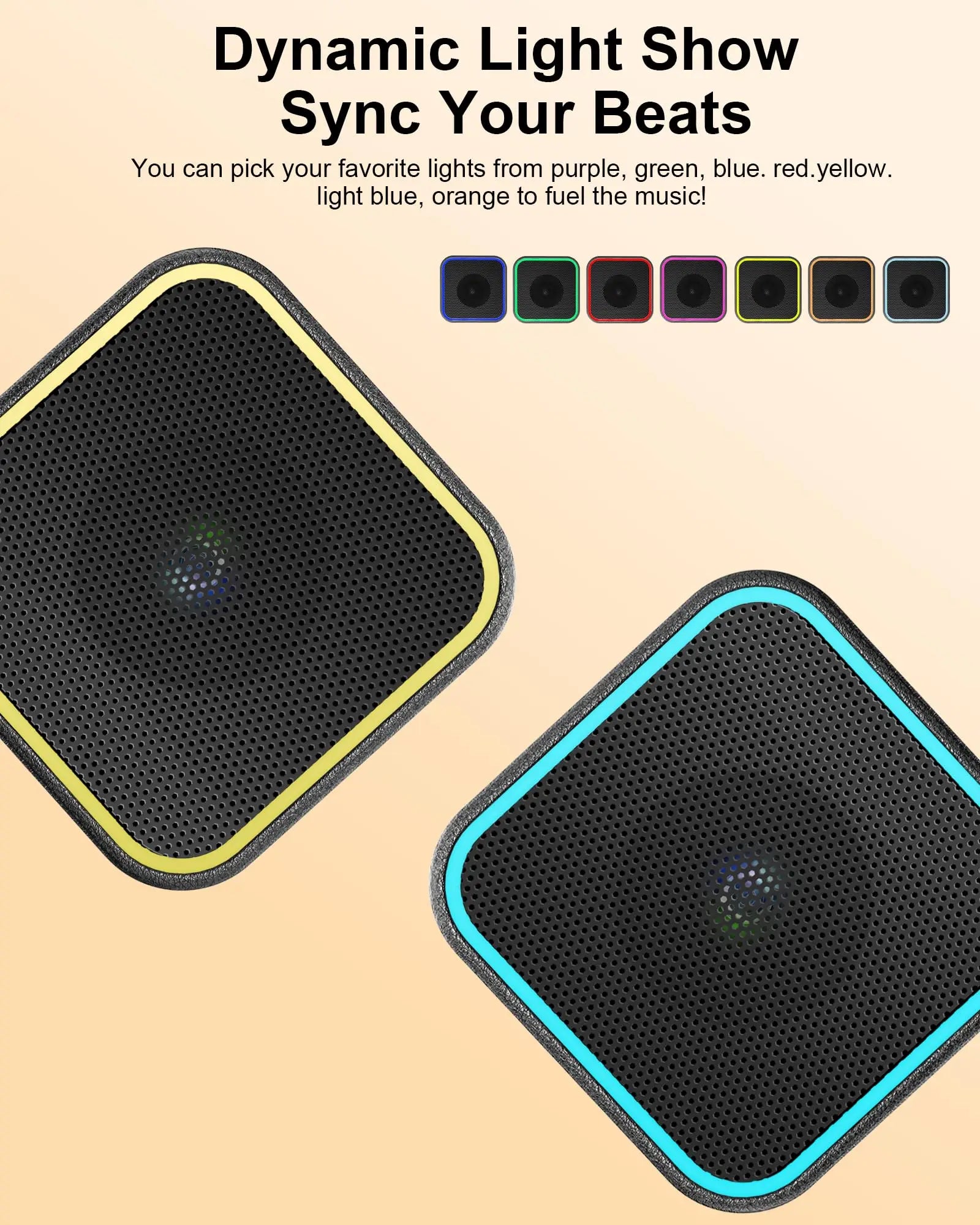 Portable Bluetooth Speaker with Dynamic RGB Lights – 10 H Playtime, HD Sound for Outdoor & Travel