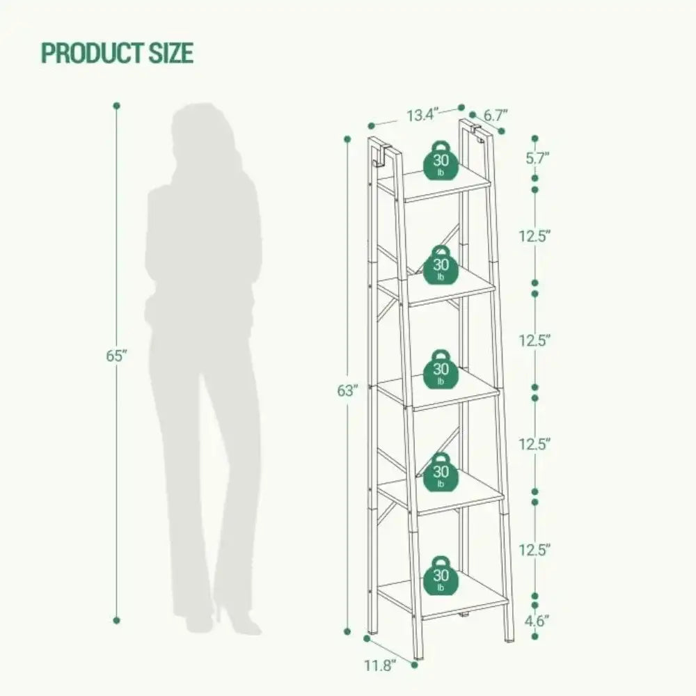 Tier Freestanding Corner Bookcase with Hooks for Home, Office & Kitchen Storage - PulinGO