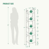Tier Freestanding Corner Bookcase with Hooks for Home, Office & Kitchen Storage - PulinGO