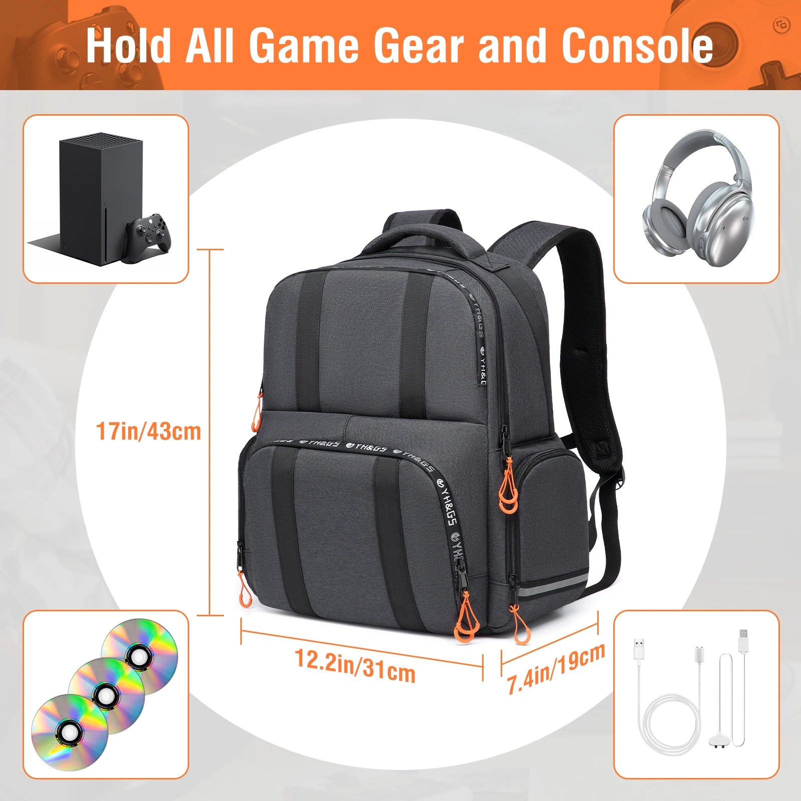 Xbox Series X|S Compatible Gaming Backpack – Protective Console Carry Bag with Dedicated Accessory Storage