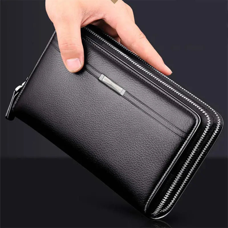 Men’s Long Leather Clutch Wallet – Large Business Handbag with Phone Pocket, Card Holder & Premium Gift Design