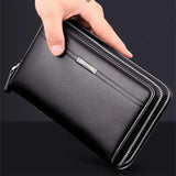 Men’s Long Leather Clutch Wallet – Large Business Handbag with Phone Pocket, Card Holder & Premium Gift Design