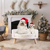 Luxury Cat Bed – Soft Plush Nesting Chair with Cushion Pad, Wooden Legs & Washable Waterproof Design for Small Pets