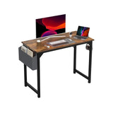 1- Product Title: Sleek Compact Computer Desk with Side Storage Bag & Headphone Hook
