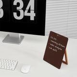 Glass Desk Whiteboard with Reversible Wood Stand – Small Portable Dry Erase Desktop Board