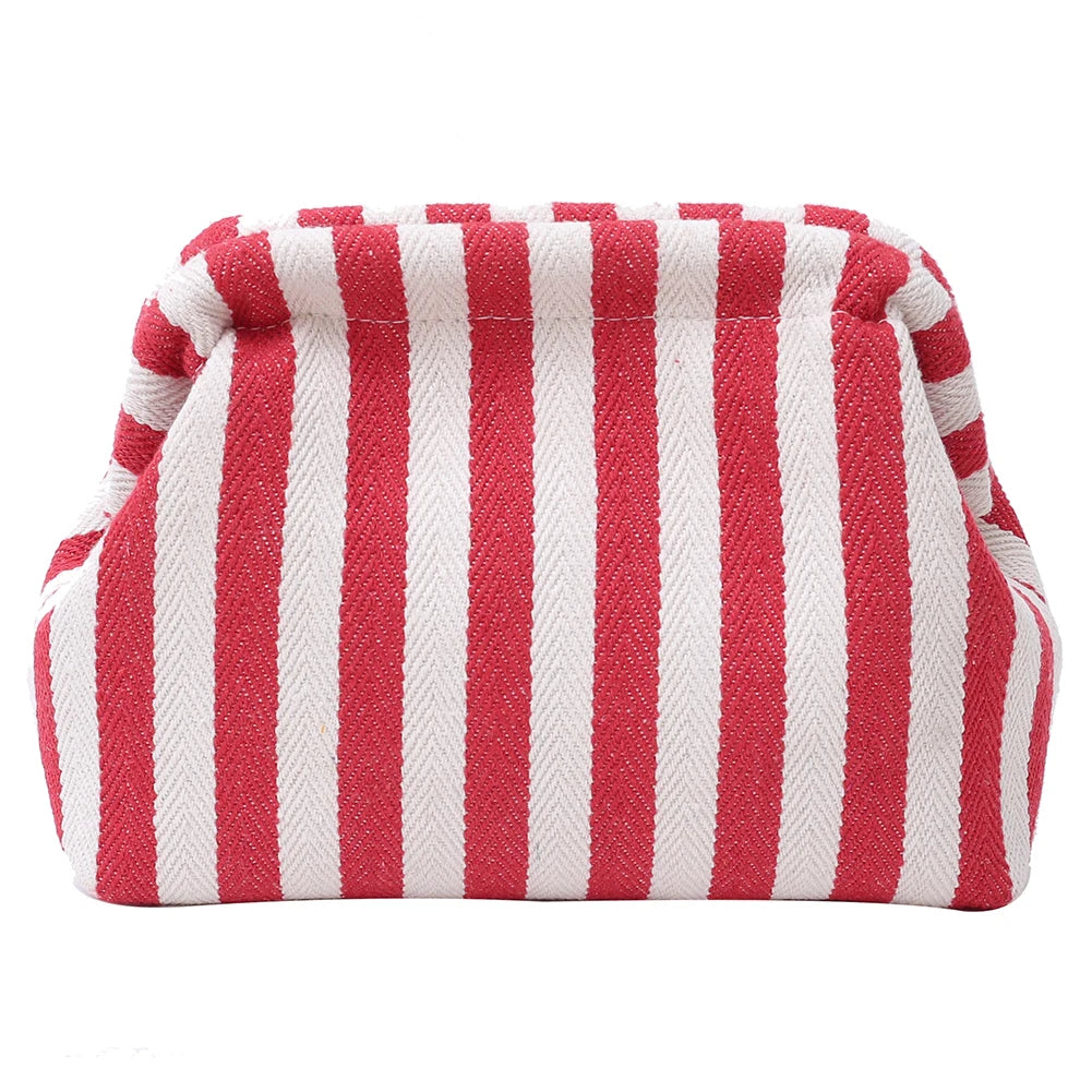 Women’s Colorblock Summer Beach Clutch – Cute Striped Dumpling Hobo Pouch Bag for Travel, Parties & Prom Nights