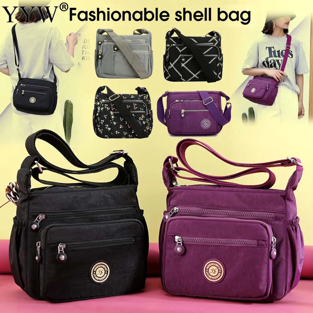 Women’s Nylon Waterproof Crossbody Bag — Multi-Pocket Travel Messenger & Shoulder Purse