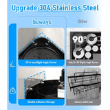 360° Rotating Corner Shower Caddy Shelf with 6 Hooks (2-Pack) – Rust-Proof Stainless Steel Organiser