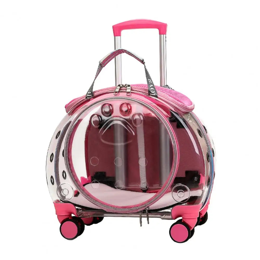 Pet Trolley Case with Clear Ventilation Holes – Silent Wheels, Portable Travel Backpack Carrier for Cats & Dogs